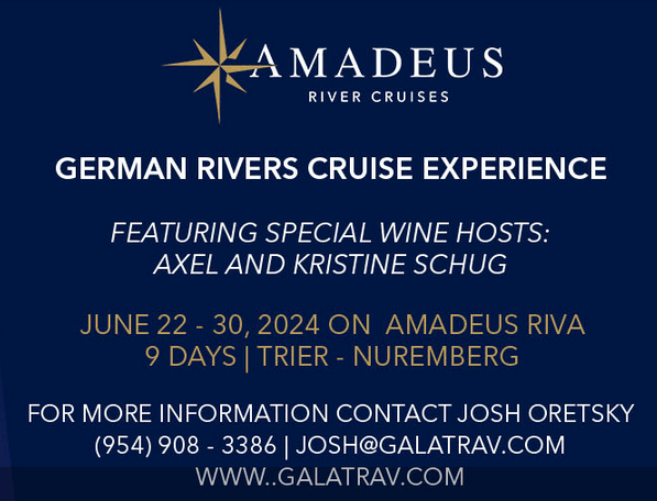 2024 German River Cruise Experience.<br />
June 22 - 30, 2024. Click here for more information.